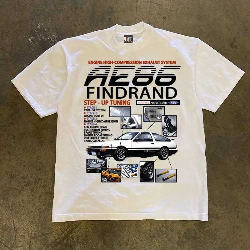 AE86 Logo American Retro Custom T-Shirt Summer Pure Cotton Short Sleeve