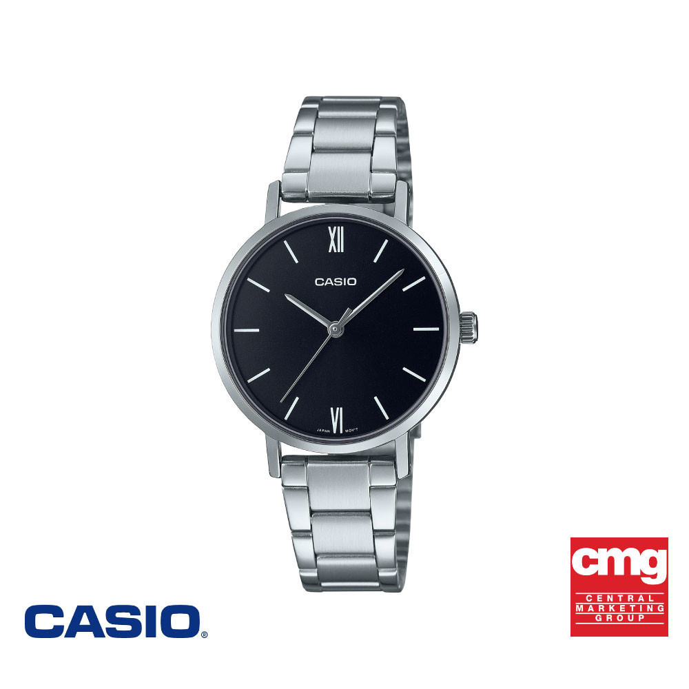 CASIO นาฬิกาข้อมือ CASIO รุ่น LTP-VT02D-1AUDF วัสดุสเตนเลสสตีล สีดำ