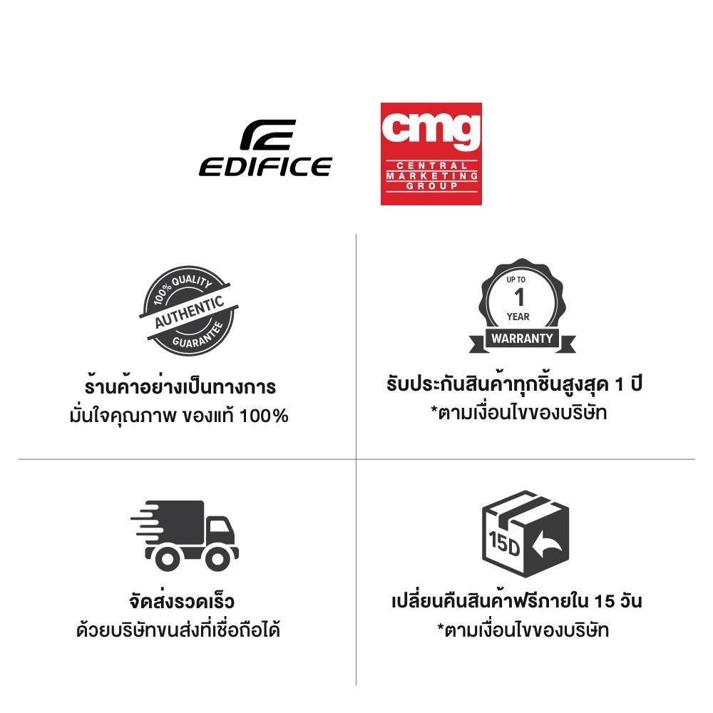 CASIO นาฬิกาข้อมือผู้ชาย EDIFICE รุ่น EFR-552D-1A3VUDF สายสเตนเลสสตีล สีดำ