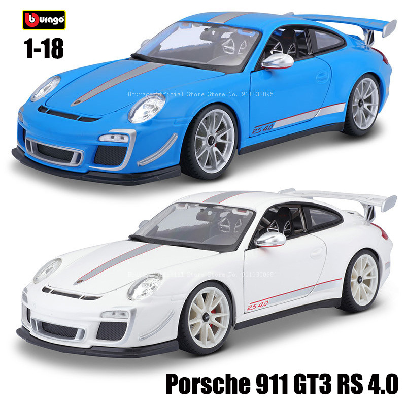 Bburago 1:18 Porsche 911 GT3 RS 4.0 จําลองรถคอลเลกชันของขวัญของเล่นเด็กผู้ชาย
