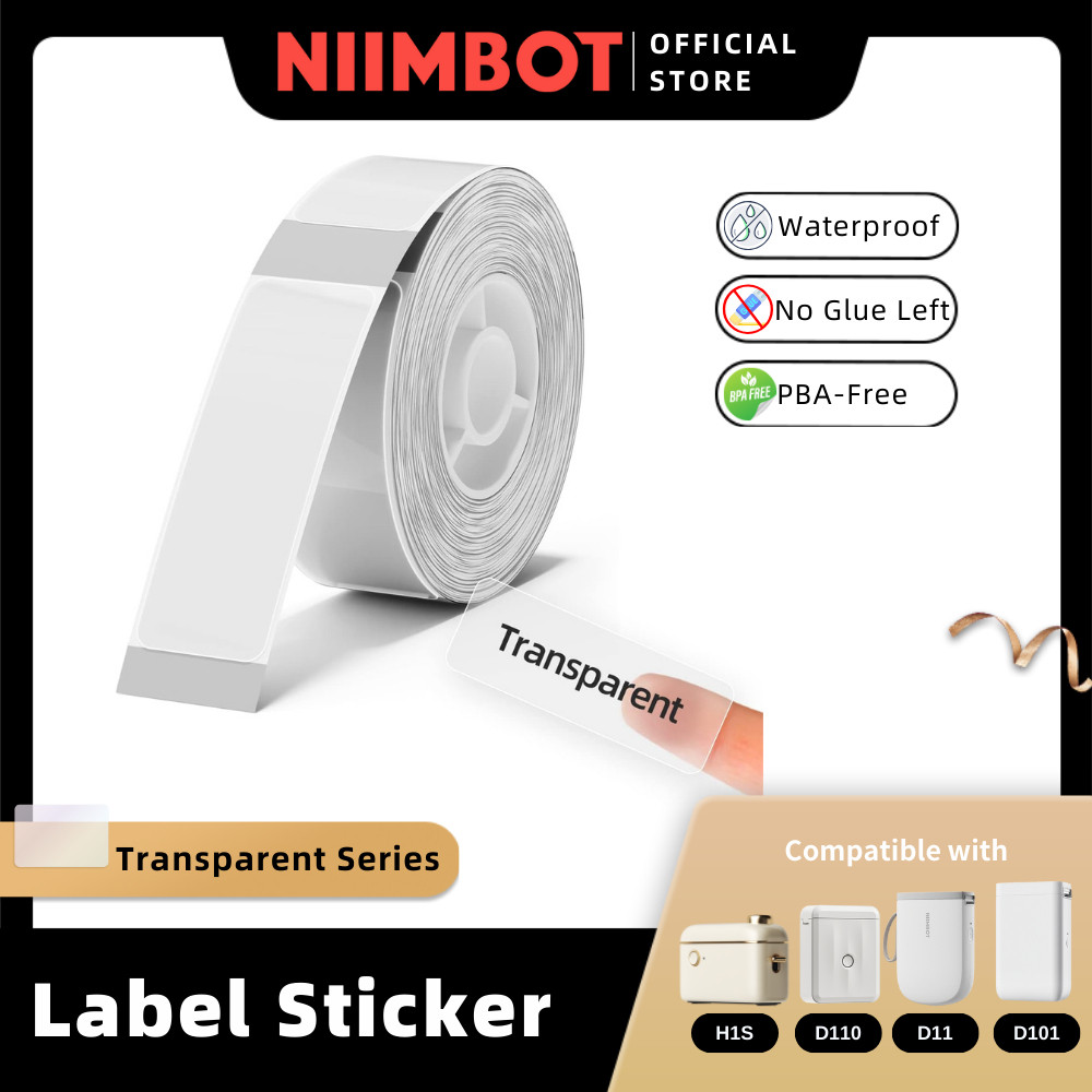 NIIMBOT โปร่งใสสําหรับ D11 D110 D101 H1S ล้างฉลากกระดาษสติกเกอร์กันน้ํา