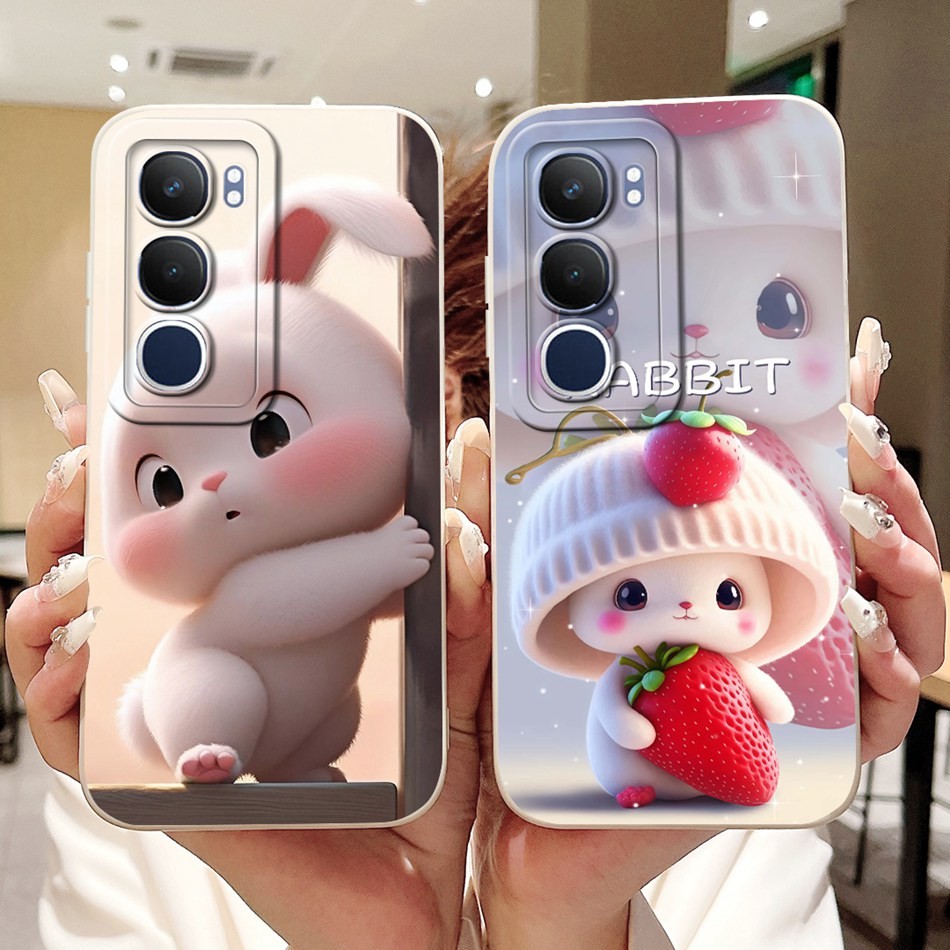 สําหรับ Vivo Y19s Pro ใหม่น่ารักกระต่ายแมวการ์ตูนปลอก Vivo Y19s Y 19S V2419 เลนส์ป้องกันซิลิโคนอ่อนนุ่มเคสโทรศัพท์