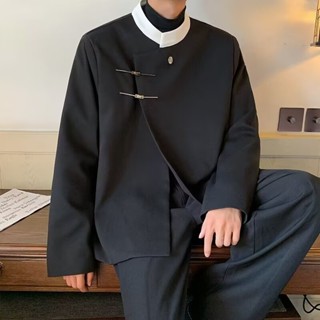 EERSHENSHI ใหม่สไตล์จีนผู้ชายสวมใส่และเสื้อสีดําชุดลําลองขนา…