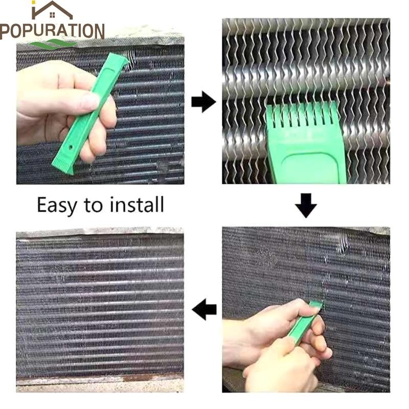 POP 6x ชุด FCR6 Air Conditioner Fin หวีปฏิบัติแปรงทําความสะอาดคอยล์คอนเดนเซอร์แปรงทําความสะอาดเครื่องมือสําหรับ Auto Cooling Sy