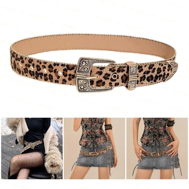 Women Waist Belt Leopard Pattern Belt for Jeans Pants 2000s Girl Belt Waist Decors