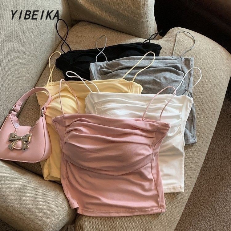 เสื้อชั้นในสตรีสั้นแขนกุดสีทึบเซ็กซี่สำหรับผู้หญิง เกาะอกน่ารักๆ เสื้อกล้ามแฟชั่นสวยๆ