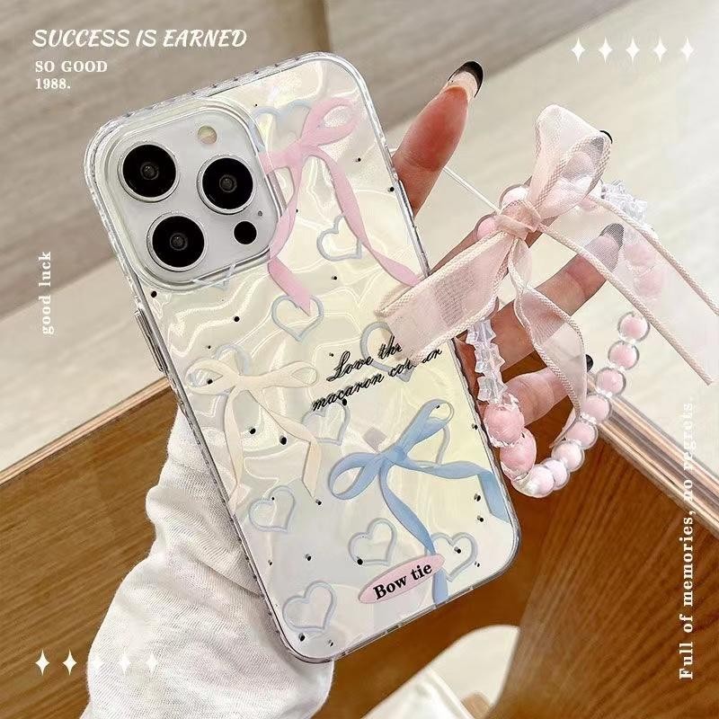 การ์ตูน Pearl Bowknot Dots สําหรับ OPPO A5 Pro A5X A20 A5i Reno 14 Pro 14F 13 FS Realme หมายเหตุ 60x 14 Pro Plus 13 14T C75 C73 C71 C65S C75X 4G สาว PC เคสโทรศัพท์