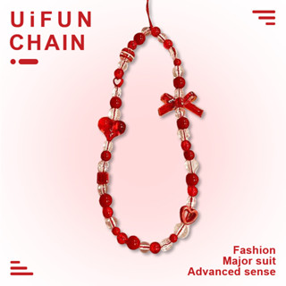 ขายร้อนสีแดงกุทัณฑ์รูปหัวใจลูกปัดห่วงโซ่โทรศัพท์มือถือสากลกล…