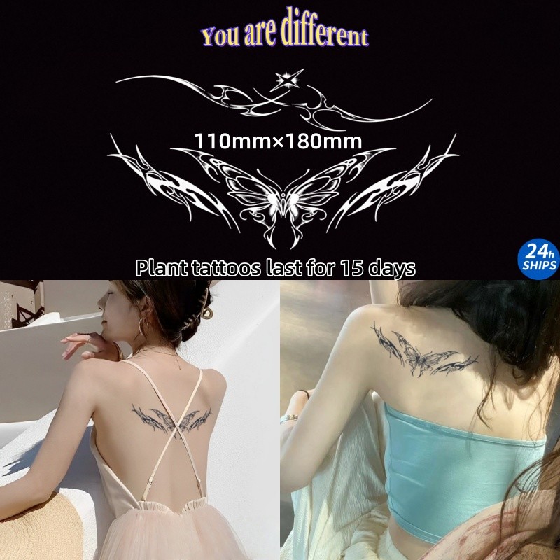 ผี รูปแบบผีเสื้อสักสาวเซ็กซี่กลับพืชสักสติกเกอร์รอยสักกันน้ําติดทนนาน15วันสติกเกอร์ผิวรอยสักปลอมชั่วคราว