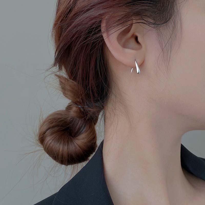 เรียบง่าย Water Drop ต่างหูขนาดเล็กหญิง Retro แฟชั่นที่ไม่ซ้ํากัน Classy ที่เกี่ยวหูต่างหูทุกการแข่งขัน - รูปที่ 3