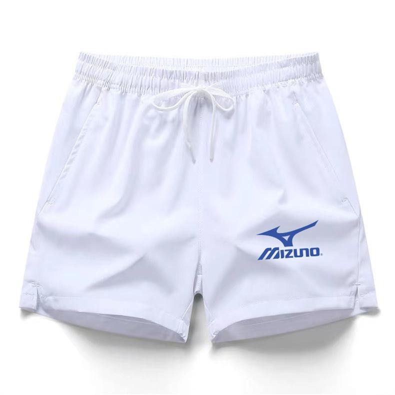 MIZUNO มิซูโน่ ฤดูร้อนใหม่กางเกงแบดมินตันชายและหญิงสําหรับพักผ่อนกลางแจ้งระบายอากาศบางหลวมและสบายกางเกงขาสั้นขาตรงพร้อมกระเป๋าซิป