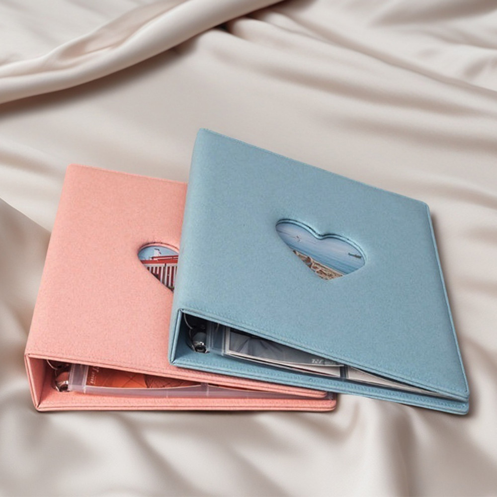 A4 D-Shaped 4-Ring Heart Window Binder อัลบั้มภาพสมุดภาพ – Starry PU หนัง Binder, 100 หน้าสําหรับภาพถ่าย/การ์ด/เหรียญ