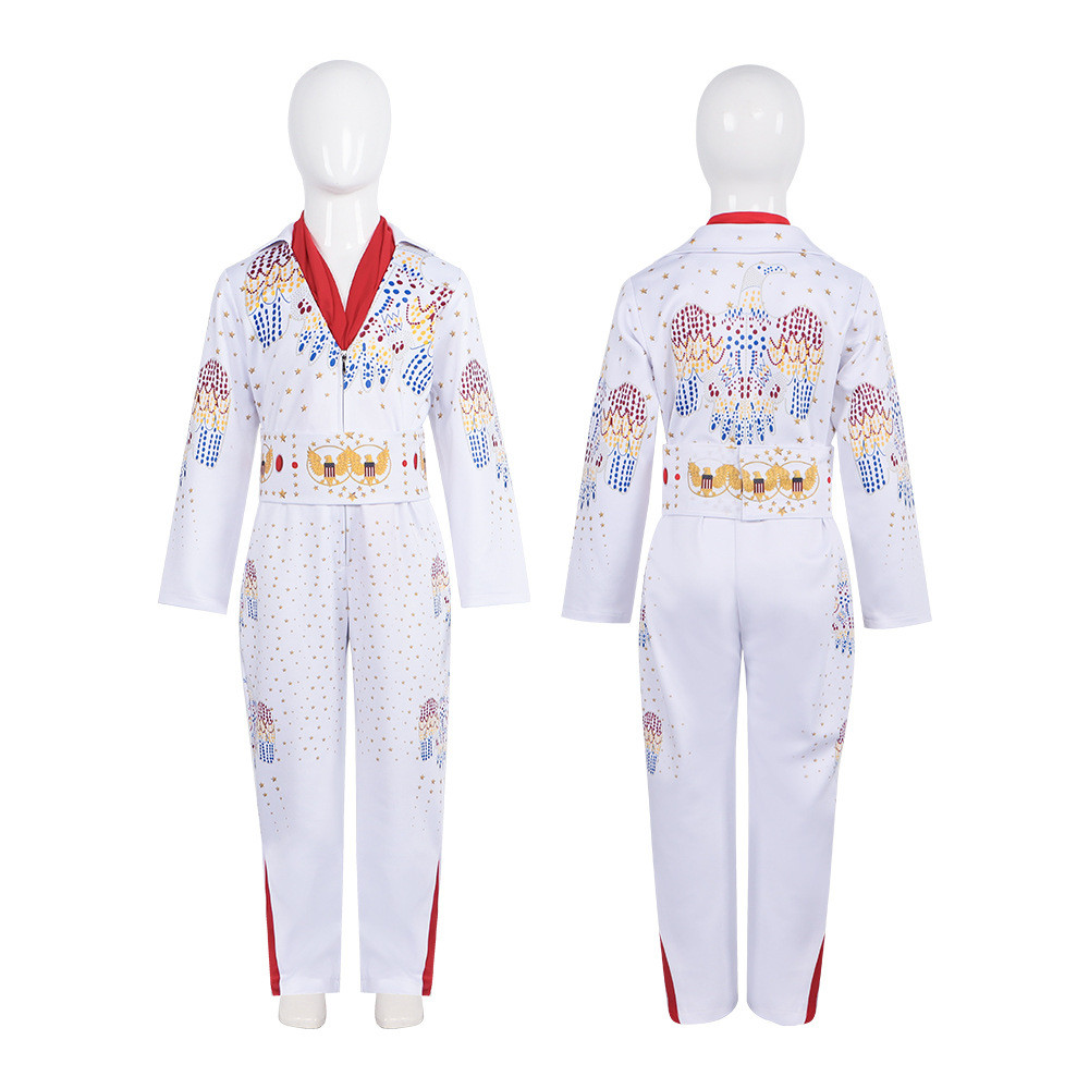 เด็กเด็ก Elvis คอสเพลย์เครื่องแต่งกายอะนิเมะ Presleley Rocker Performance ชุดฮาโลวีน Carnival Party 
