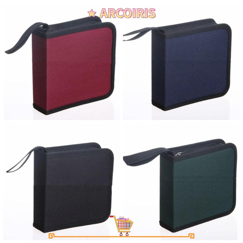 ARCOIRIS กระเป๋าเก็บแผ่นดิสก์, ที่เก็บของในรถยนต์ 40 แพ็ค CD, CD DVD แบบพกพาสวมใส่ผู้ถืออัลบั้ม