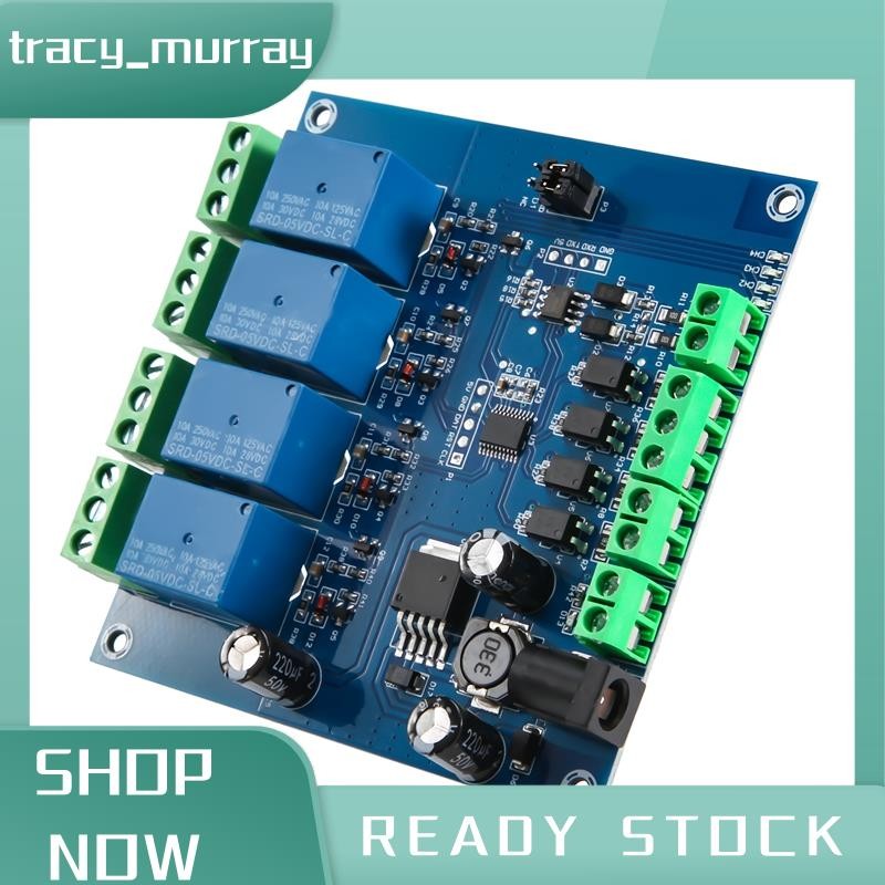 tracy_murray Modbus RTU 4 Way Relay Module 7-24V รีเลย์โมดูลสวิทช์ RS485/TTL อินพุตและเอาต์พุตพร้อมการป้องกันย้อนกลับ