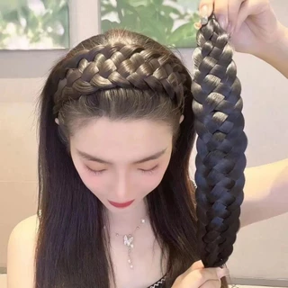 (เรือจากประเทศไทย) ผู้หญิงปีกกว้างถักเปียที่คาดผมหนาวิกผมก้างปลาบิดที่คาดผมอุปกรณ์เสริม