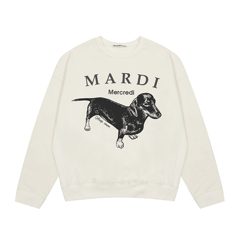 Mardi dachshund เสื้อกันหนาวพิมพ์ลายตัวอักษรหลวมสไตล์เกาหลี