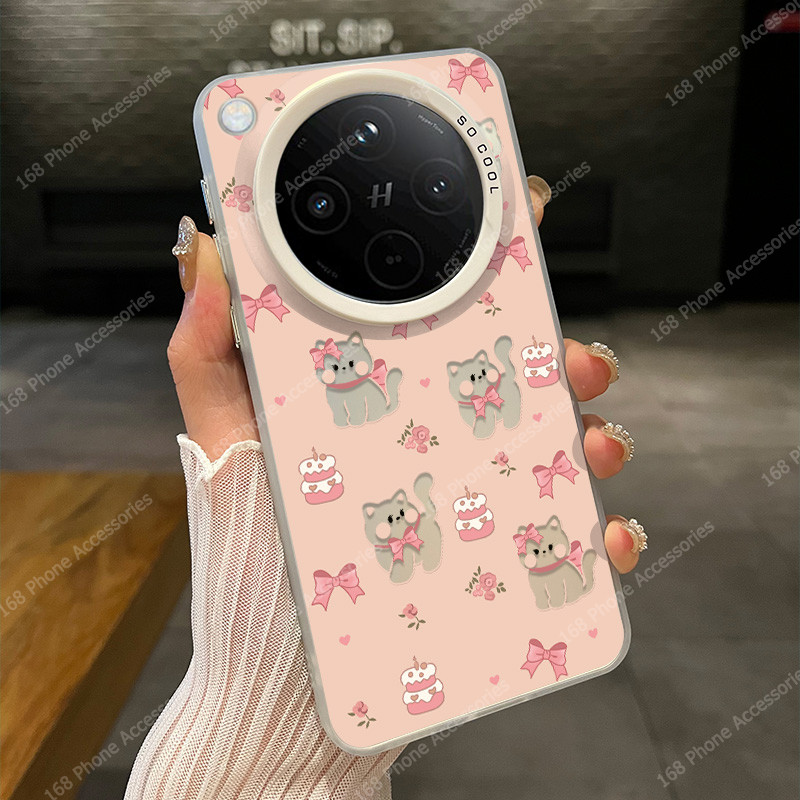 เคส OPPO Find X8 เคส OPPO Find X8 Pro เคสน่ารักการ์ตูนแมวน้อยสีชมพูโบว์กันกระแทกเคส Ins สไตล์เคลือบแข็ง IMD ชุบปุ่มโทรศัพท์เคสสาว