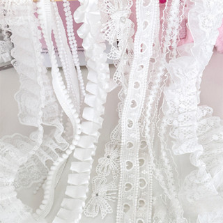 ริบบิ้นลูกไม้สีขาวทําด้วยมือ ทําเอง อุปกรณ์ตกแต่งของขวัญ