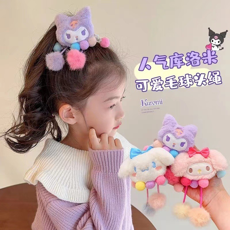 หวานน่ารัก Sanrio Kuromi Kitty Cat ตุ๊กตาผมวงกลม Girl bun head เครื่องประดับผมการ์ตูนของขวัญ