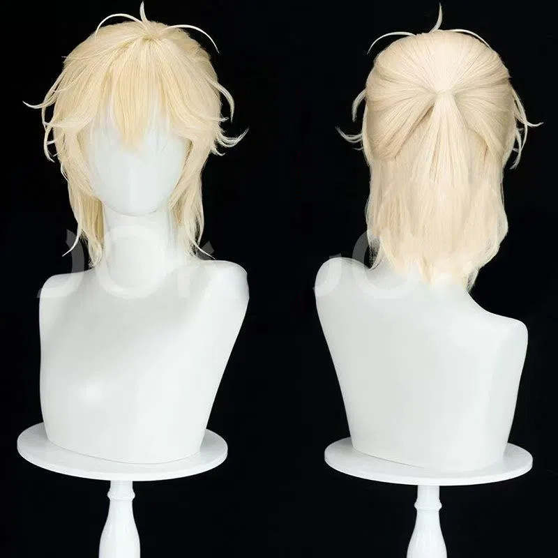 วิกผมคอสเพลย์ Luka อะนิเมะ ALIEN STAGE สั้นสีเหลืองทองวิกผมสังเคราะห์ทนความร้อน