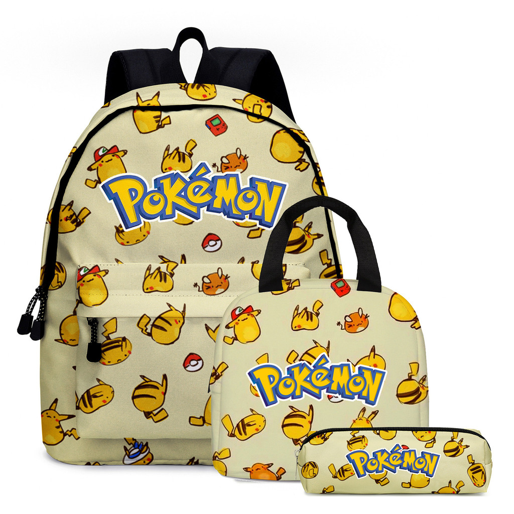 Pokemon Elementary School Students กระเป๋านักเรียน Pokémon Pikachu Backpack+กล่องดินสอ+กระเป๋าใส่ข้าวกลางวัน ราคา ถูกที่สุด ดีลบีเคเค แกลเลอรีภาพที่ 5