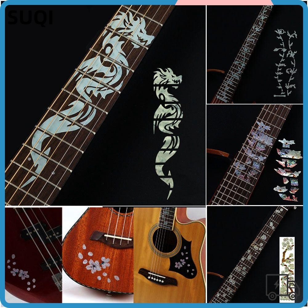 SUQI New Fretboard Sticker Beautiful Cross Inlay Decals Ultra Thin Stickers Music Instrument Decorations Electric Guitar Parts High Quality 22 Styles Guitarra Accessories