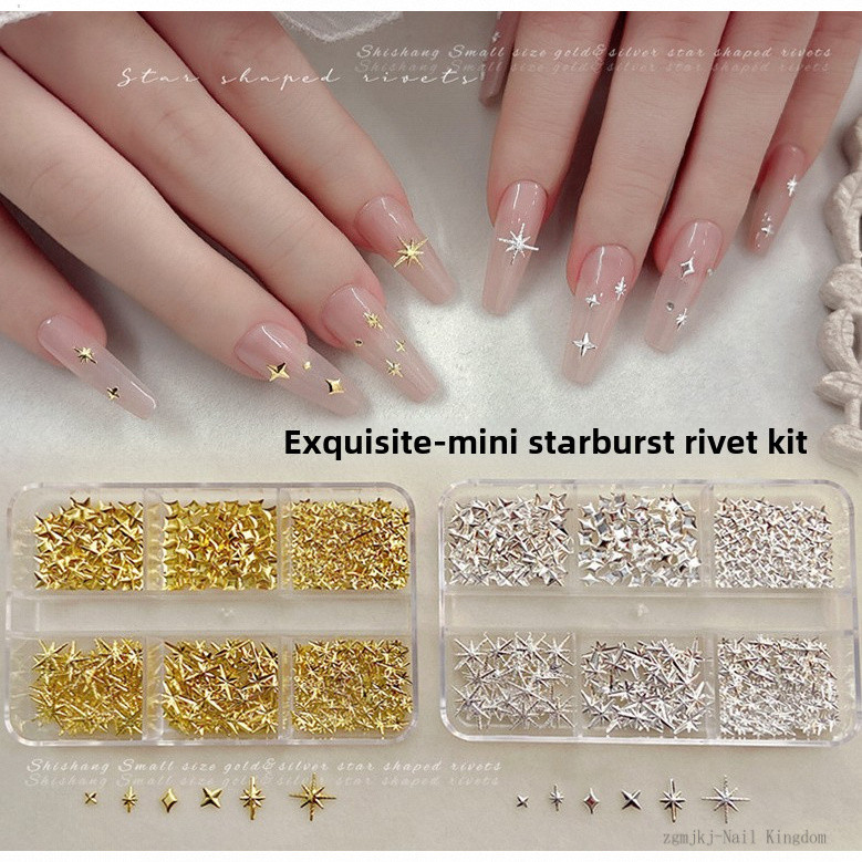 1 กล่องประกอบด้วย 6 ช่องเล็กชุดเครื่องประดับเล็บลายดาวอเนกประสงค์ / แผ่นโลหะตกแต่งเล็บ / เครื่องประดับหัวใจอีกาที่สวยงาม - รูปที่ 6