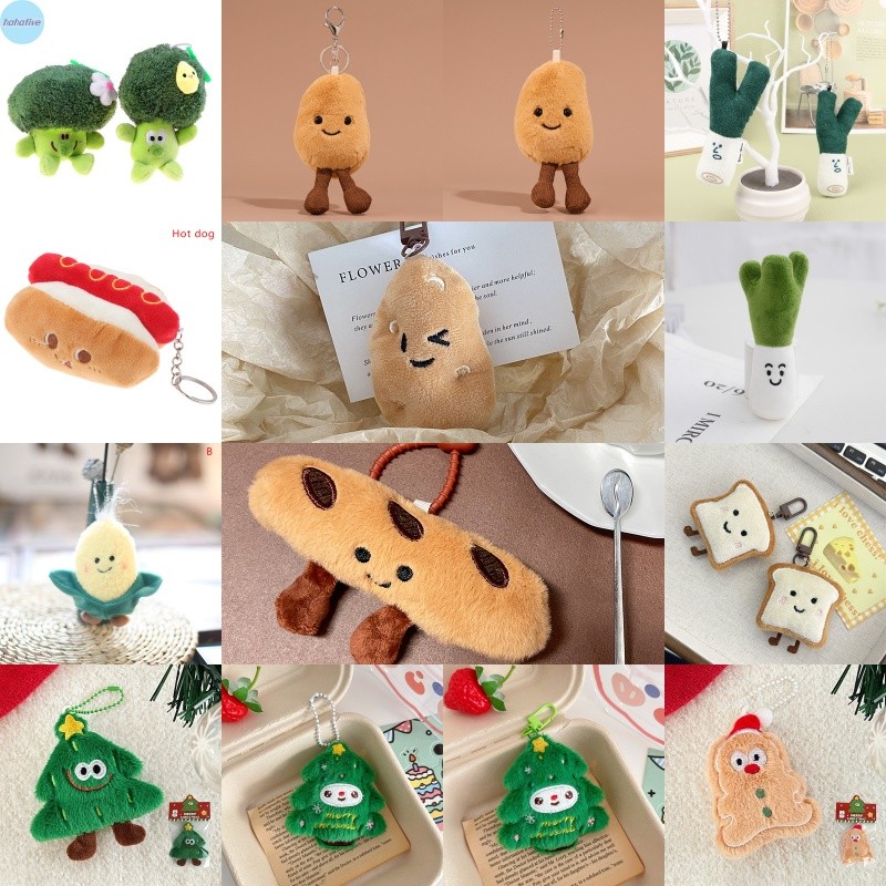 Ha ผักน่ารัก Broccoli ตุ๊กตาตุ๊กตาตุ๊กตาคู่พวงกุญแจจี้กระเป๋าเด็กของขวัญ TH