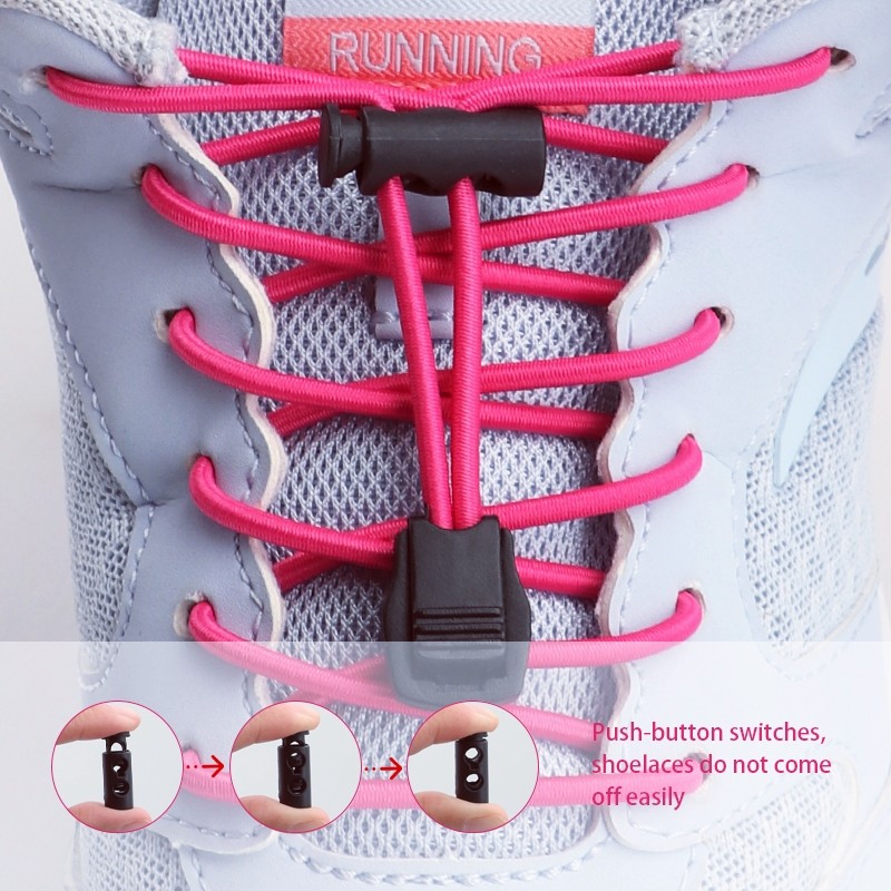 Solid Elastic รองเท้า Laces รองเท้าผ้าใบเทนนิสล็อค Shoelaces ไม่มี Ties ผู้ใหญ่เด็กรอบเชือกผูกรองเท้ายางสําหรับรองเท้า Accesories