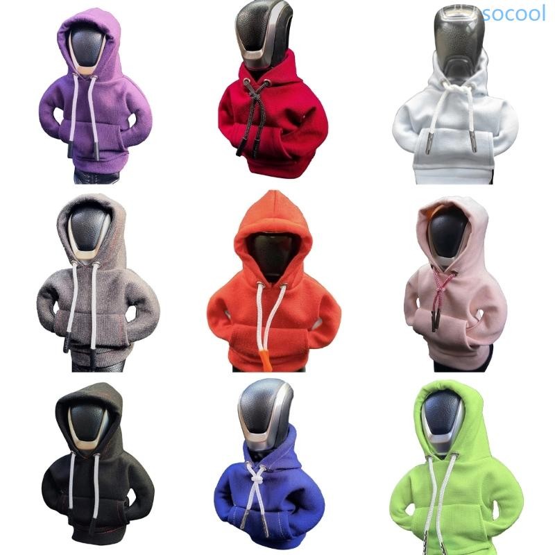Soc* ภายในรถ Shifts Knob Cover แฟชั่น Hoodie Gear Handle Gear Lever ตกแต่ง