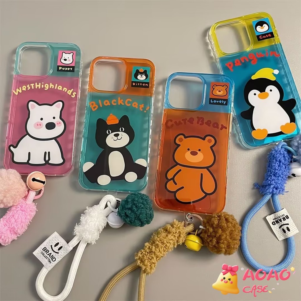 เคสไอโฟน 11 สำหรับ iPhone 11 13 12 15 14 Pro Max 8 7 15 14 Plus X XS XR Max ตลกตลกลูกสุนัขหมีหมีหมีหน้าปกอ่อนโปร่งใส