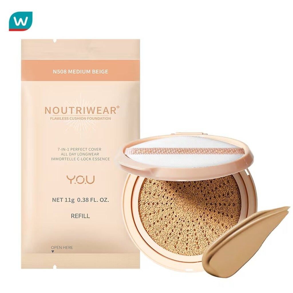 Y.O.U วาย.โอ.ยู นูทริแวร์พลัส ฟลอเลท คุชชั่น ฟาวน์เดชั่น รีฟีล 11ก. N508 มีเดียม เบจ