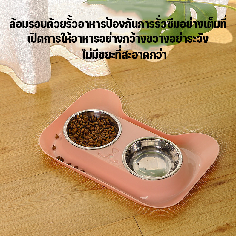 ชามอาหารแมว ชาม2หลุม ชามสัตว์เลี้ยง ชามอาหารกันมด ถอดออกได้ สแตนเลส หมา แมว ราคา ถูกที่สุด ดีลบีเคเค แกลเลอรีภาพที่ 6