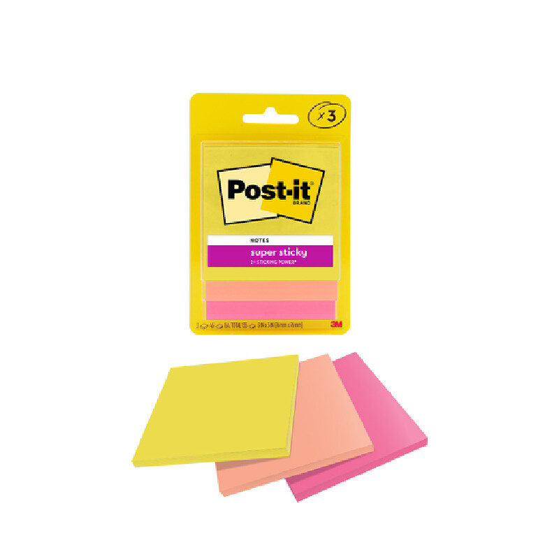 POST-IT สติกกี้โน้ต รุ่น 654-3SSJOY คละสี 3x3" (แพ็ค3เล่ม)