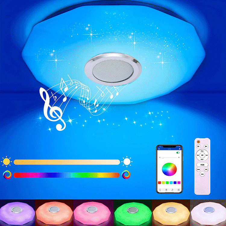 ✨ขายร้อน✨ไฟเพดานสีสันสดใสลำโพงบลูทูธพร้อมรีโมท 36w LED สีเพลงโคมไฟเพดานบลูทูธ APP ลําโพงบลูทูธ โคมไฟเพลง โคมไฟเพดานห้องนอน