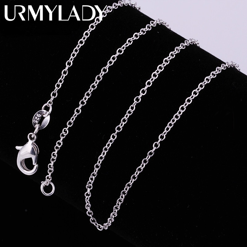Urmylady 1 PCS 925 เงินสเตอร์ลิง 16-30 นิ้วความยาว 1 มม.Rolo Chain สร้อยคอแฟชั่นเครื่องประดับ Fine