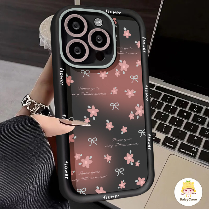 เคสไอโฟน 13 16 สำหรับ iPhone 11 15 13 16 12 14 Pro Max 7 8 16 15 6 6s 14 Plus XR X XS Max SE 2020 โรแมนติกหวานดอกไม้สด
