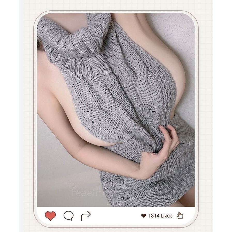 ของขวัญวันวาเลนไทน์ญี่ปุ่นสองมิติ⭐️เสื้อสเวตเตอร์เชือกแขวนคอกลวงสองสวมใส่ชุดชั้นในเซ็กซี่ชุดนอนคลุมสะโพกกระโปรงแสดงเสื้อผ้า