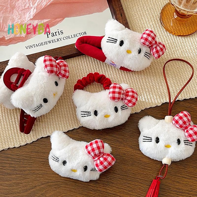 SANRIO <Honeyba>เด็กSanrio Hairband Hello Kitty Kulcheตุ๊กตาหัวเชือกยืดหยุ่นPlush Hairbandสาวน่ารักเด็กHeadwearอุปกรณ์เสริมผมNice