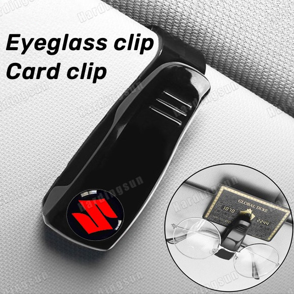 Suzuki รถแว่นตากันแดดคลิป Sun Visor ผู้ถือแว่นตานามบัตร Tickets ผู้ถือคลิปตั๋วมัลติฟังก์ชั่นพร้อมโลโ