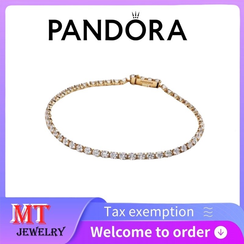 สร้อยข้อมือเงินสเตอร์ลิง S925 กับเพชรเพาะเลี้ยง Pandora Era ดีไซน์เอง 14k ทองคำขาว รหัส 553489C01 1V