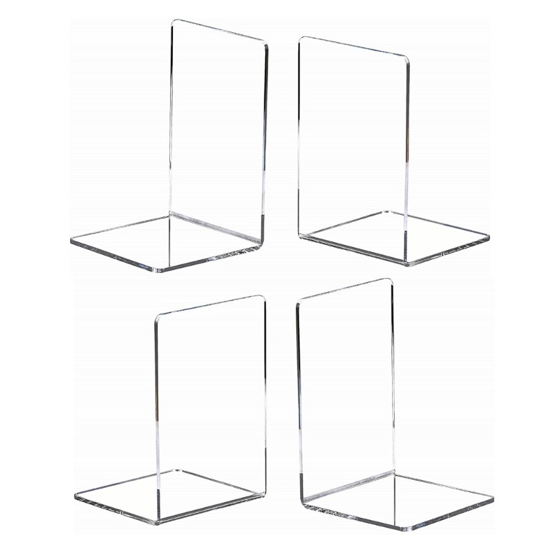 Stat 4 ชิ้นอะคริลิคใส Bookends สําหรับชั้นวางหนังสือ Stoppers Stand Book End