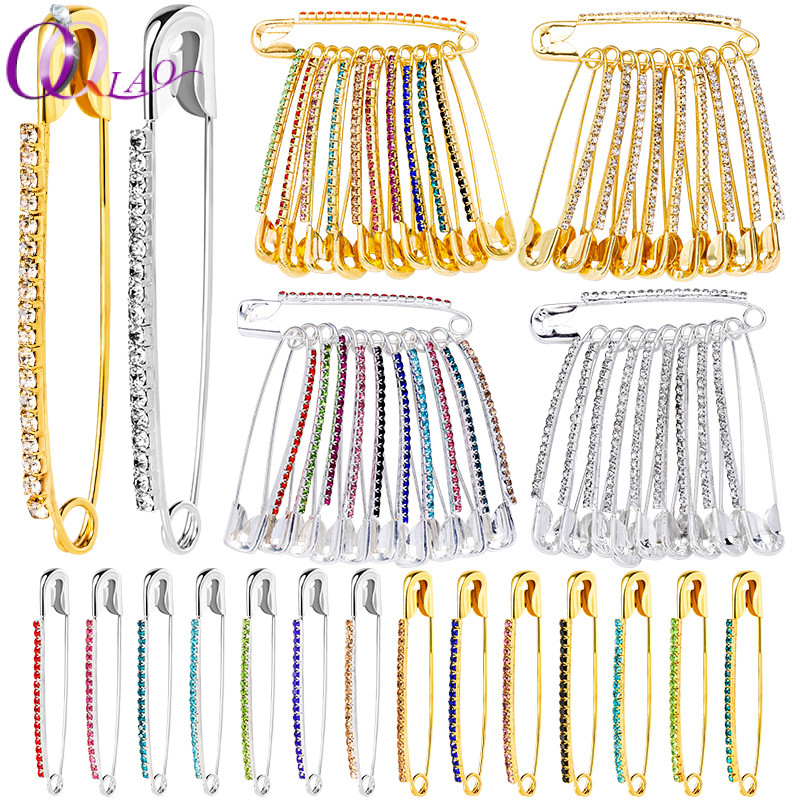 10 ชิ้น Rhinestone Safety Pins เสื้อกันหนาวผ้าคลุมไหล่คลิปผู้หญิงเข็มกลัด Pins Faux คริสตัลเข็มกลัดความปลอดภัย Pins
