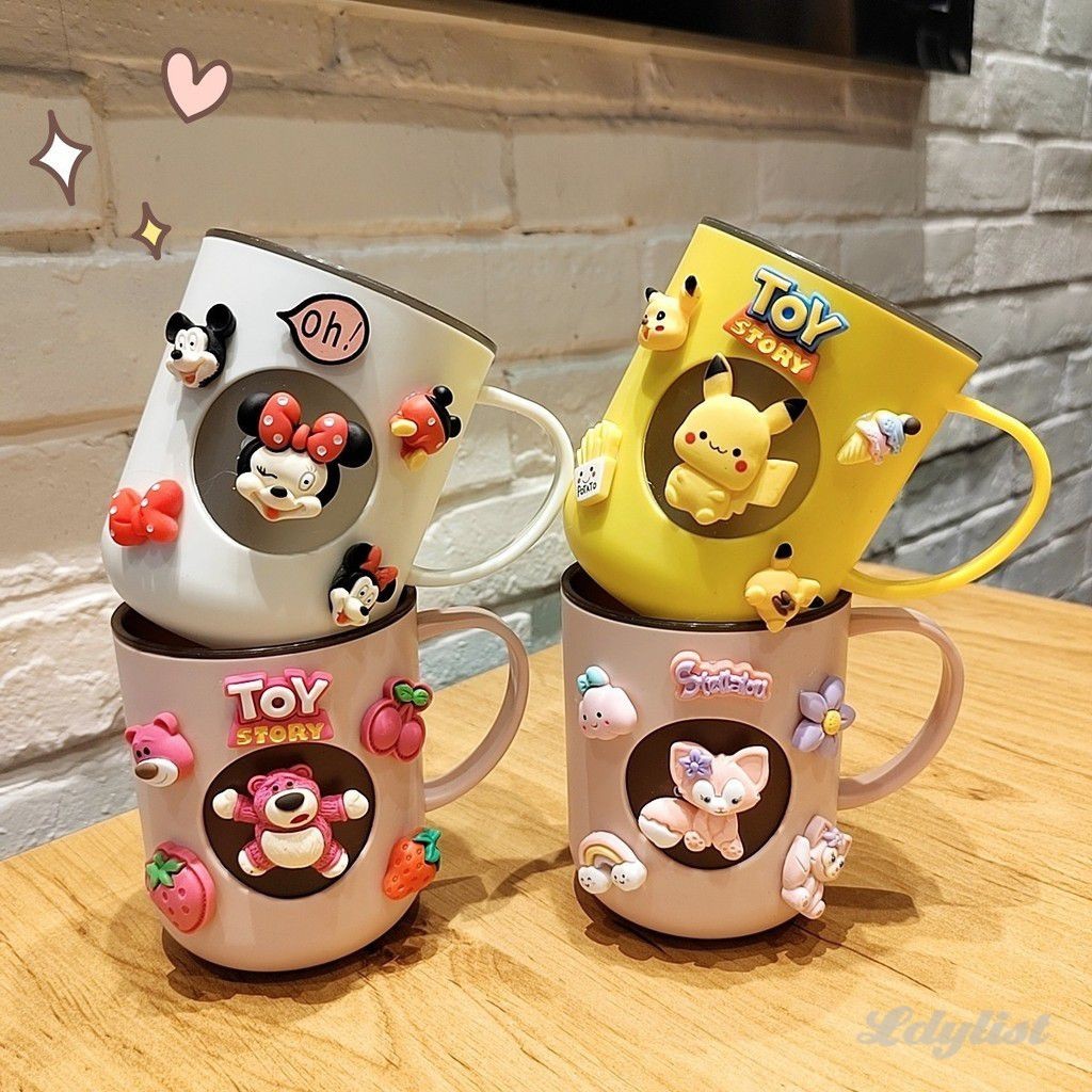 ღ แก้วแปรงสีฟัน Sanrio แก้วน้ำยาบ้วนปากแบบหนา ลายการ์ตูน Kawaii 3 มิติ Kuromi แก้วอเนกประสงค์สำหรับใช้ในครัวเรือน