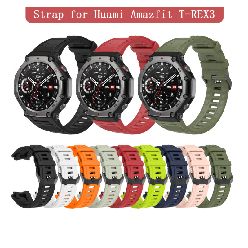 สายซิลิโคนอย่างเป็นทางการสําหรับ Huami Amazfit T-REX 3 พร้อมเครื่องมือสร้อยข้อมือกีฬาสายนาฬิกาอัจฉริยะอุปกรณ์เสริมสําหรับ Amazfit T-REX3