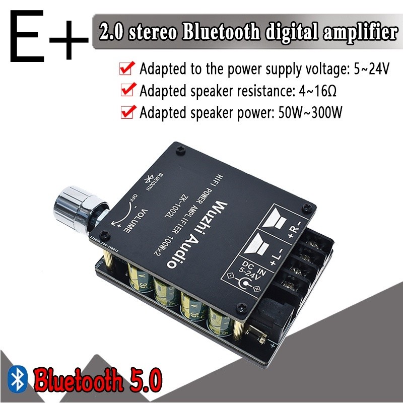 Zk-1002l TPA3116D2 100WX2 มินิบลูทูธ 5.0 ไร้สายเครื่องขยายเสียงดิจิตอลสเตอริโอ Amp DC 12V 24V