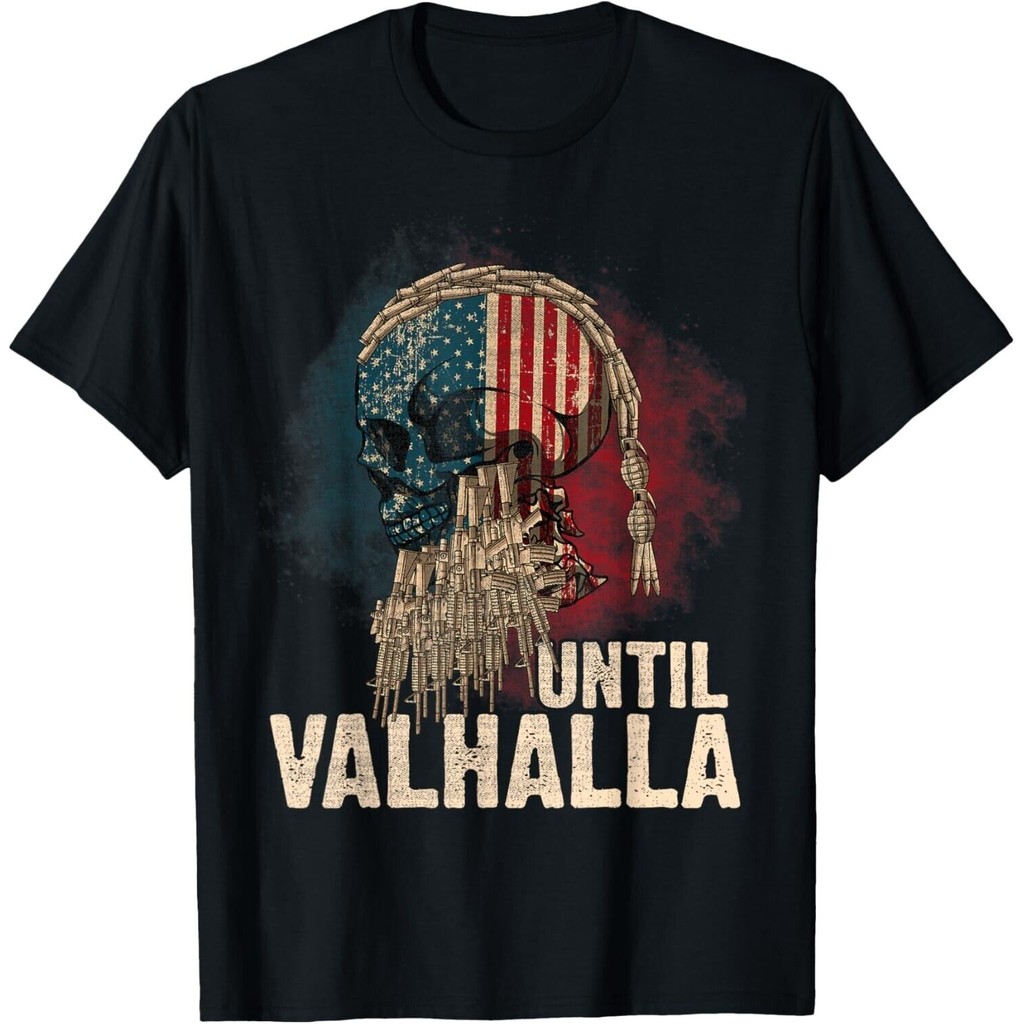 ถึง Valhalla Viking Us Flag Vintage Shirt-Til Valhalla T-Shirt