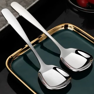 ช้อนสแตนเลสทรงสี่เหลี่ยมหนา 304 คุณภาพสูง หลายขนาด Multi-sized soup spoons