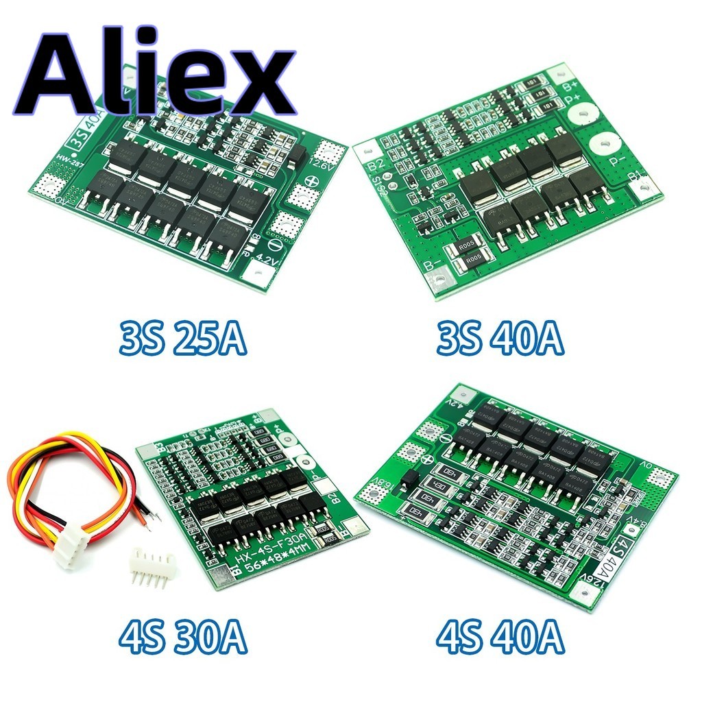3s 4S 25A 30A 40A Li-ion แบตเตอรี่ลิเธียม Charger ป้องกัน 18650 BMS สําหรับเจาะมอเตอร์ 11.1V 12.6V/14.8V 16.8V เสริม